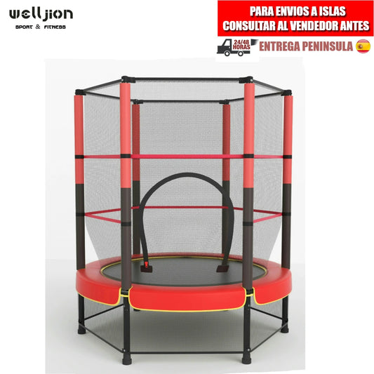 Children's Trampoline with Protective Net, Door with Zipper, Free Shipping, 140 cm
